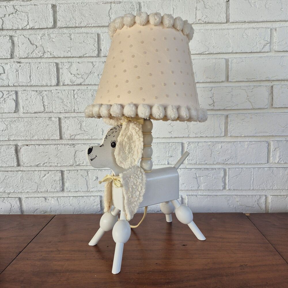 Antique Vintage Art Deco 1940s  Bedside Night Light Lamp Dog Poddle Nursery